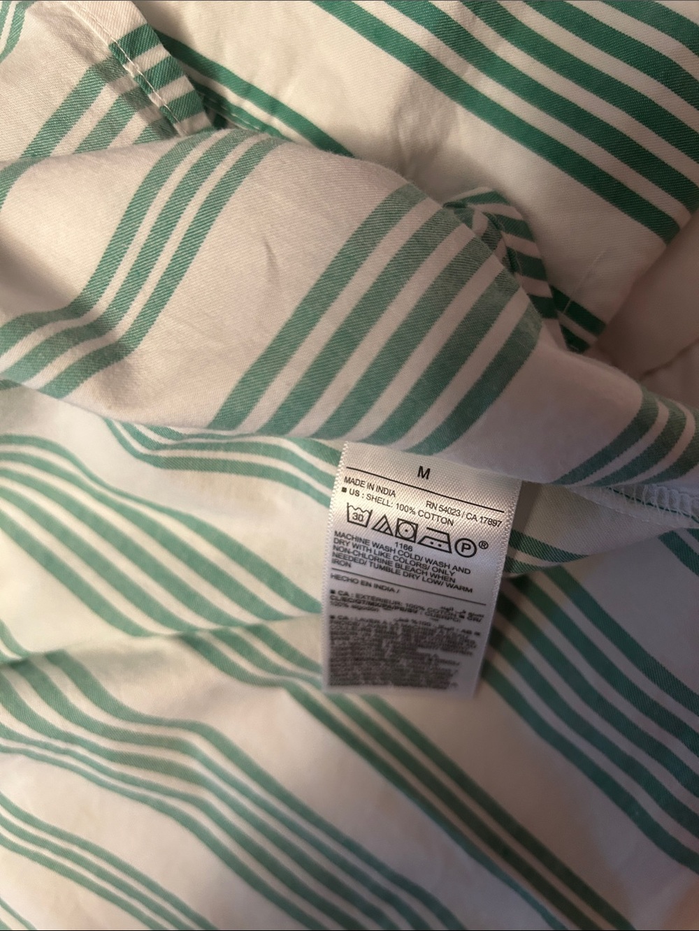 Old Navy White and Green Vertical Stripe Button-Down Shirt - Picture 6 of 7